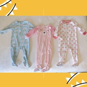 3 Carter's Fleece Footie PJs Size 12 months